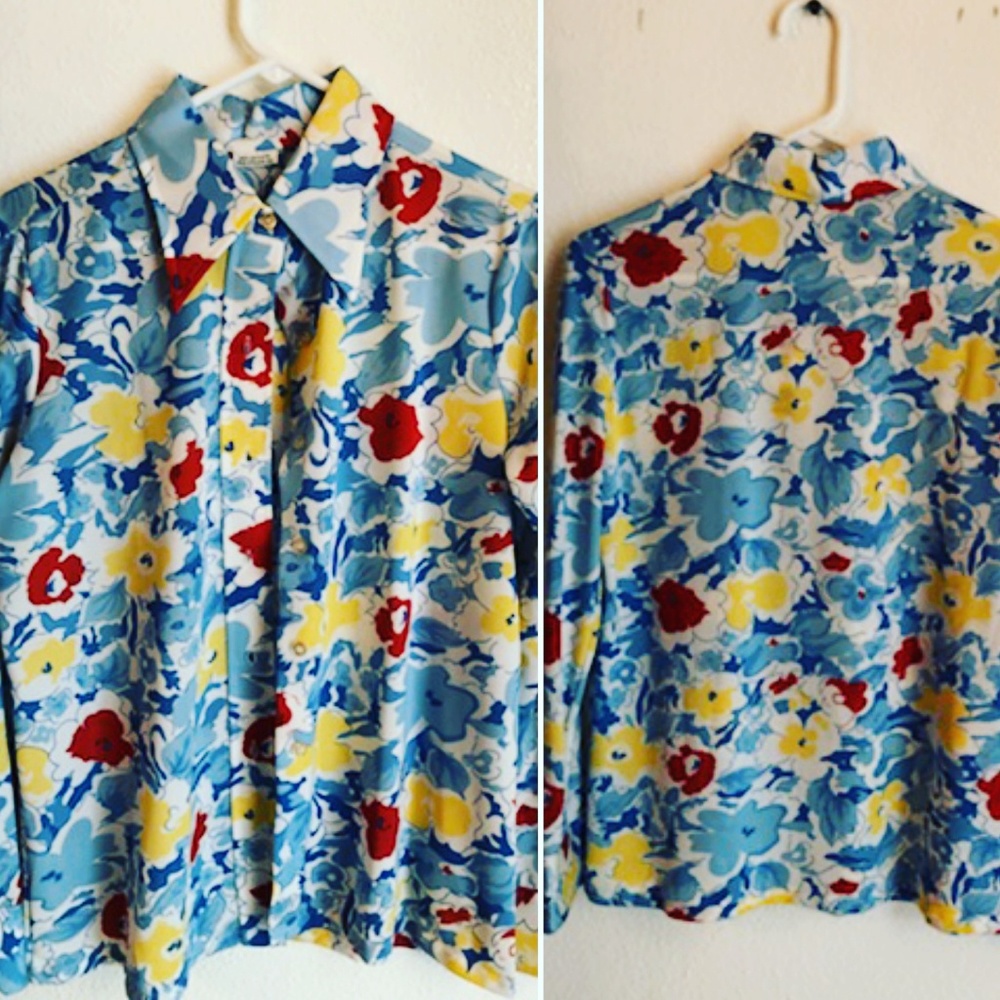 Vintage Polyester Pattern Button Down - image 2